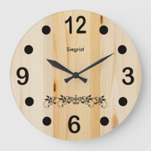 Personalise Butcher Block Wood Large Clock