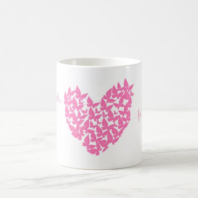 personalise butterfly heart pink mug (Center)