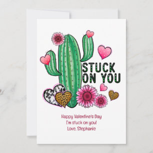 Personalise Cactus Pink Heart Valentine's Day Card