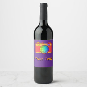 Personalise Camera Design Purple Wine Label