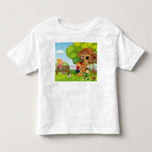 Personalise Cartoon Backyard Play Puppy Children Toddler T-Shirt