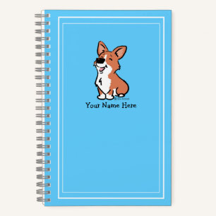 Personalise Cartoon Corgi Cute Teal Simple Custom Notebook