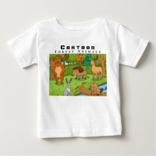Personalise Cartoon Forest Animals Baby T-Shirt
