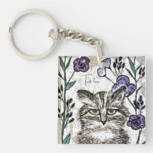 Personalise Cat Art Acrylic Keychain