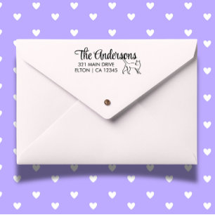 Personalise Cat Return Address Self-inking Stamp