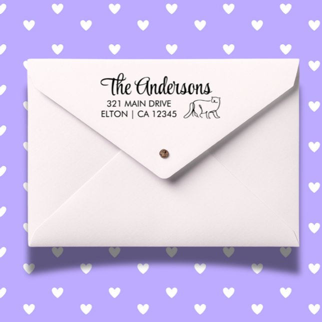 Personalise Cat Script Return Address  Rubber Stamp (Create heartfelt mail with a Personalize Cat Script Return Address Rubber Stamp)