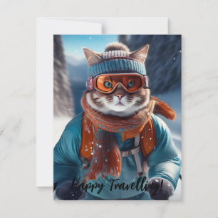 Personalise Cat skiing the snowy slopes