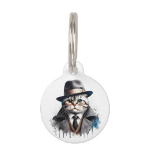 Personalise Cat Suit Tie Jacket Hat Splatter Art Pet Tag