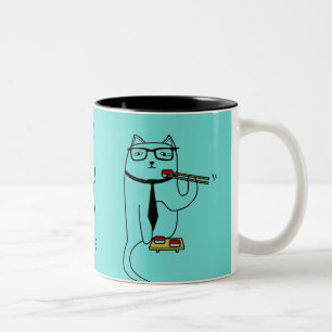 Personalise cat sushi mug w/ your name or business