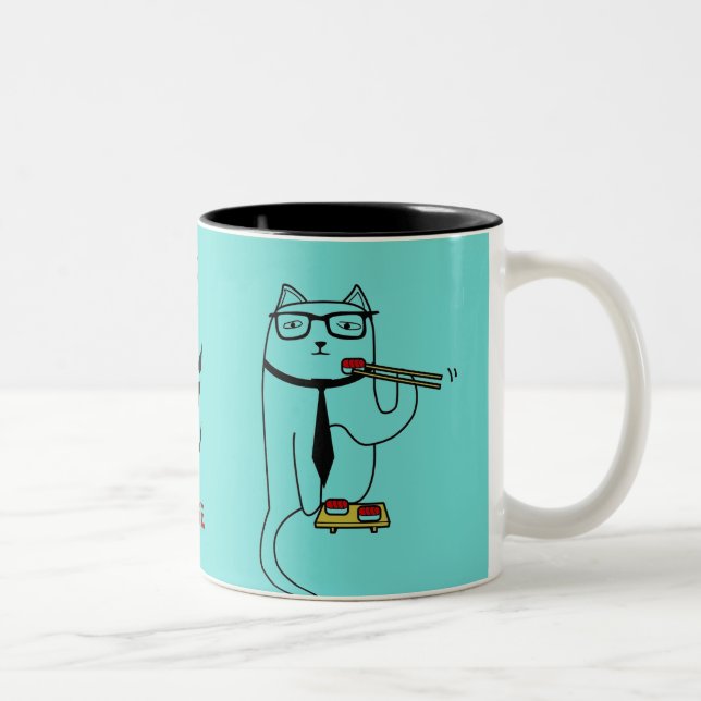 Personalise cat sushi mug w/ your name or business (Right)