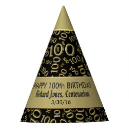 Personalise:  Centenarian, 100th Birthday Theme Party Hat