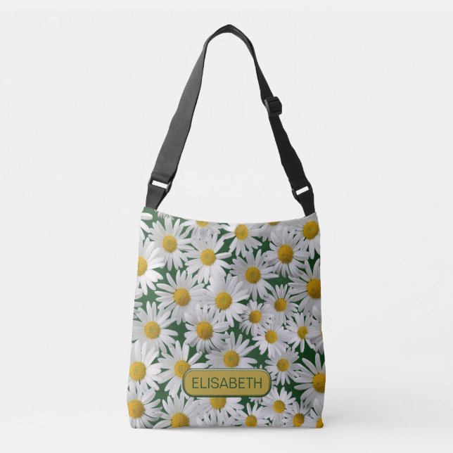 Personalise - Cheerful, Bright Daisy Crossbody Bag (Front)