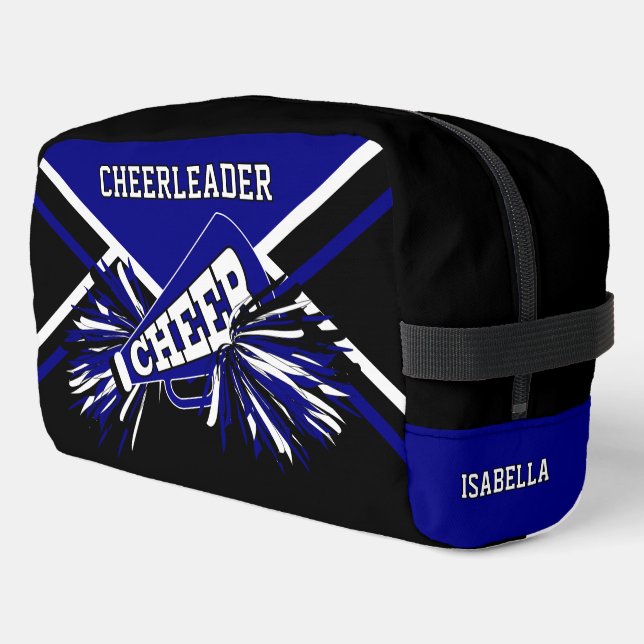 Personalise Cheerleader | Blue, Black, White Dopp Kit (Left Corner)