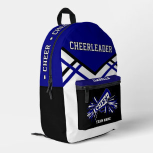 Personalise Cheerleader   Blue, Black, White Printed Backpack