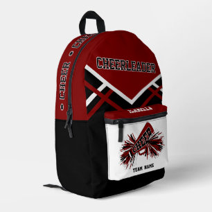 Personalise Cheerleader Burgundy Red, Black, White Printed Backpack