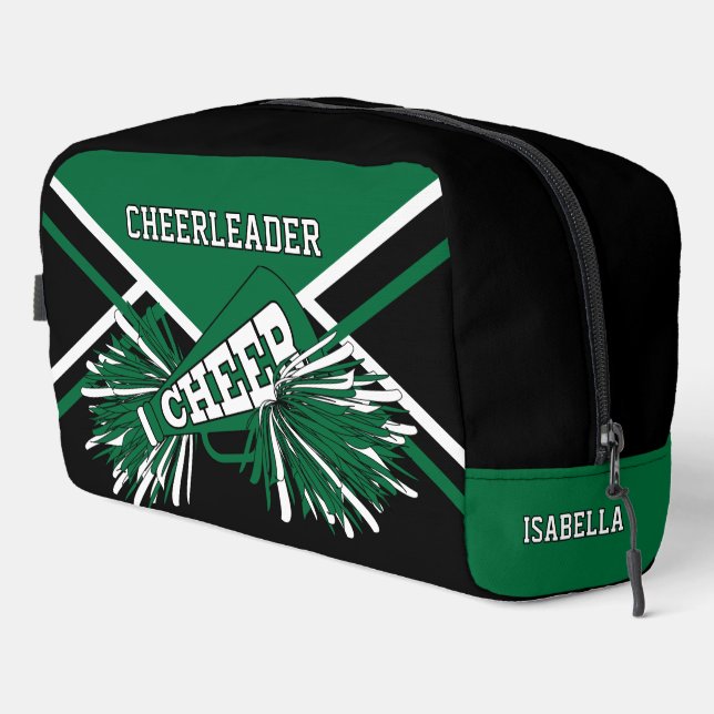 Personalise Cheerleader | Green, Black, White Dopp Kit (Right Corner)