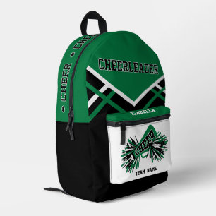 Personalise Cheerleader Green, Black, White Printed Backpack