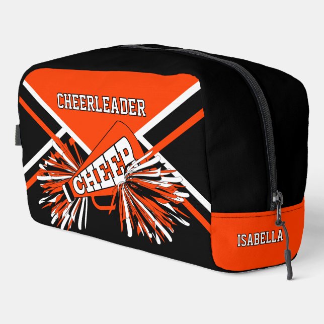 Personalise Cheerleader | Orange, Black, White Dopp Kit (Right Corner)