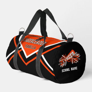 Personalise Cheerleader | Orange, Black, White Duffle Bag