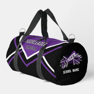 Personalise Cheerleader   Purple, Black, White Duffle Bag