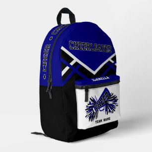 Personalise Cheerleader Royal Blue, Black, White Printed Backpack