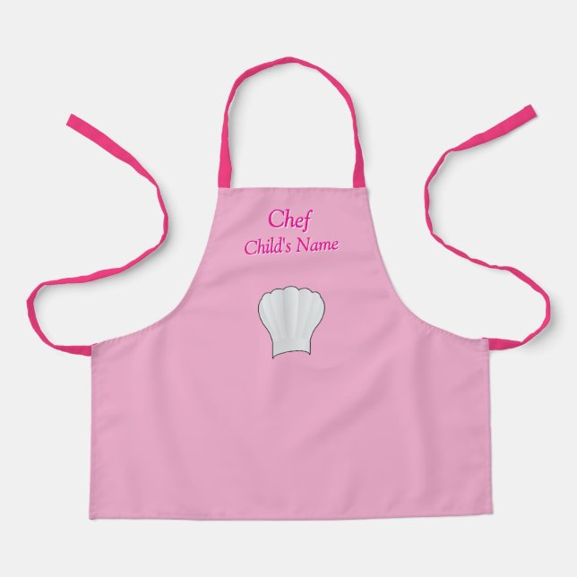 Personalise Chef Kids Pink Craft     Apron (Front)