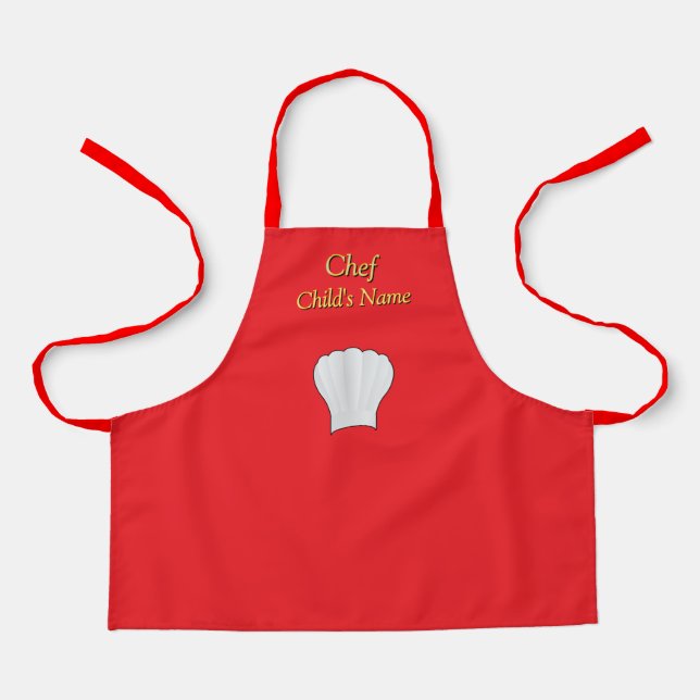 Personalise Chef Kids Red Craft   Apron (Front)