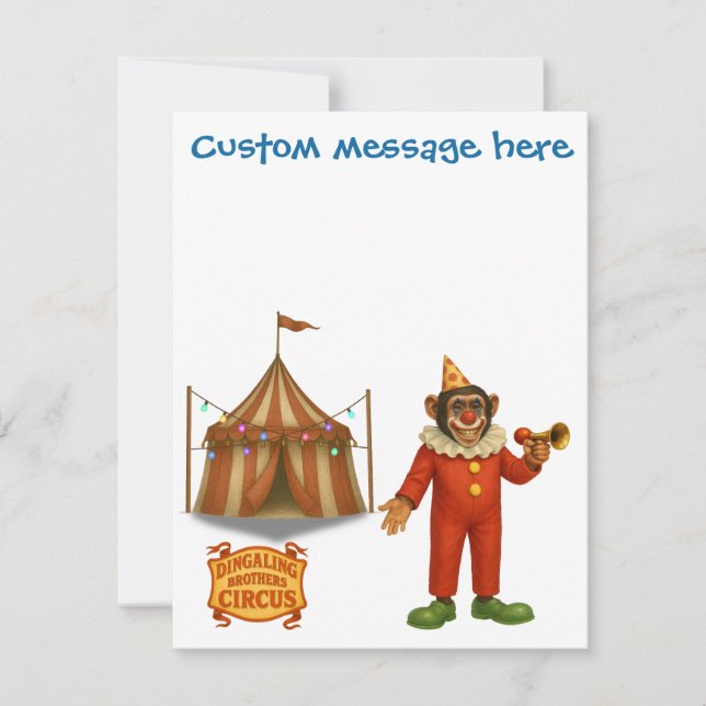 Personalise: Chester the chimp clown Card (Front)