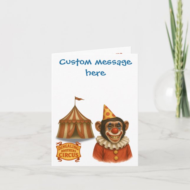 Personalise: Chester the chimp clown Card (Front)