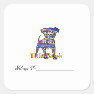 Personalise Chevron Pattern Dog Bookplate Square Sticker