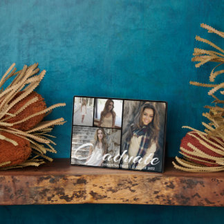 Personalise Chic Black Photo Collage Plaque