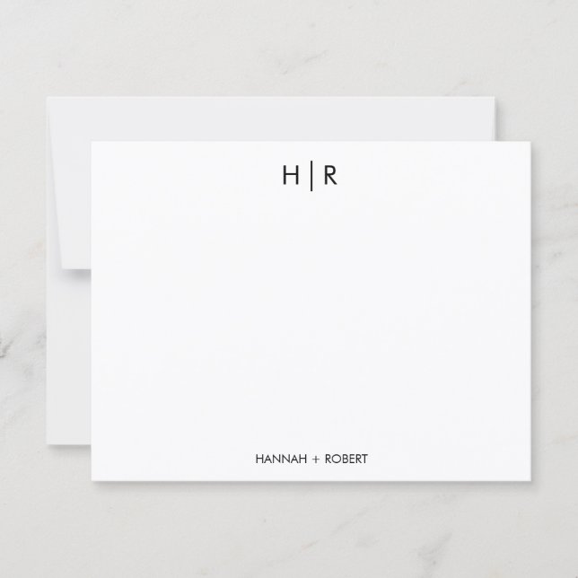 Personalise Chic Minimal Modern Monogram Note Card (Front)