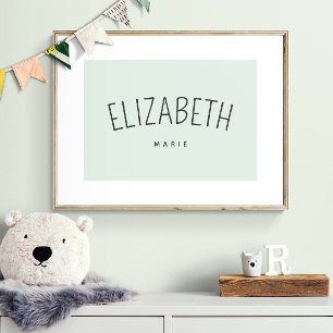 Personalise Child Name Playroom Decor Soft Green