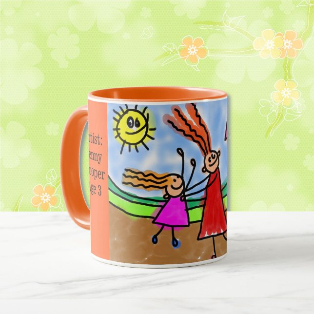 Personalise Child's Artwork Add Name & Age Coffee Mug (Creator Uploaded)