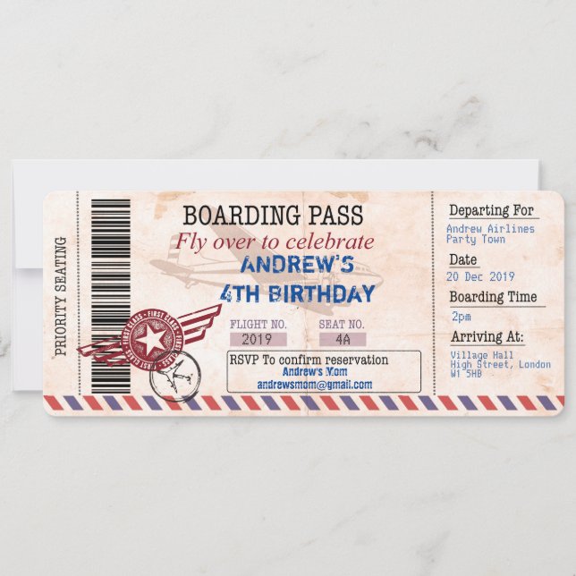 Personalise childs birthday invitation (Front)