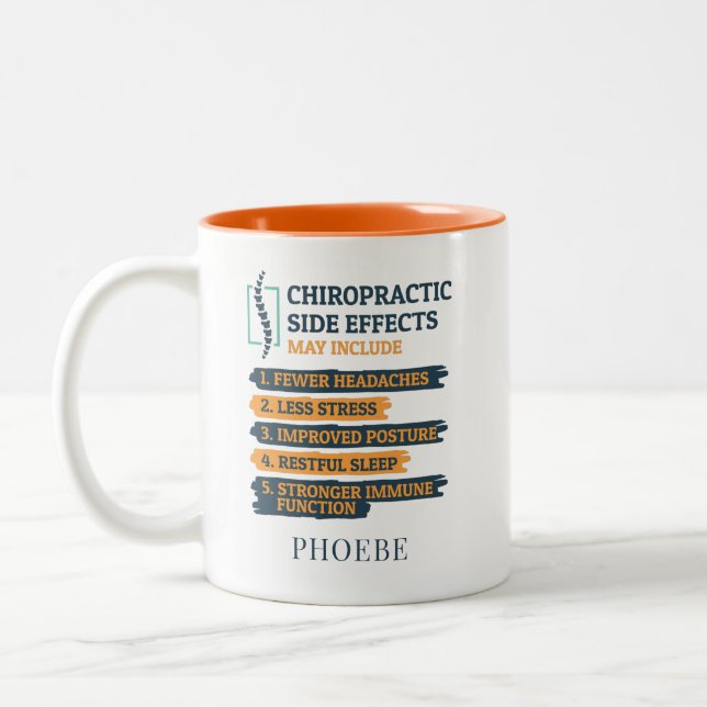 Personalise Chiropractic Side Effects Novelty Two-Tone Coffee Mug (Left)