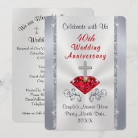Personalise Christian 40th Anniversary Invitations
