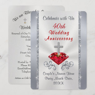 Personalise Christian 40th Anniversary Invitations