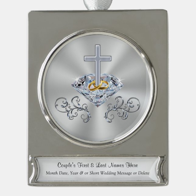 Personalise Christian Wedding Gift Ideas Ornaments (Front)