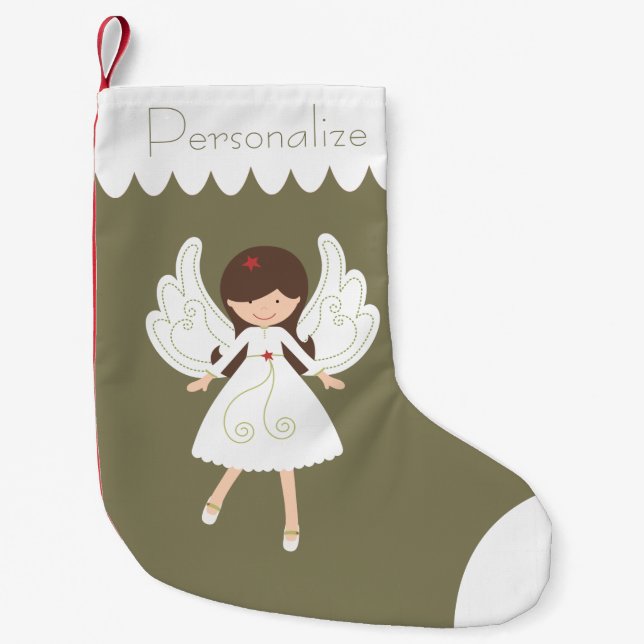 Personalise: Christmas Angel for Little Girls Small Christmas Stocking (Front)