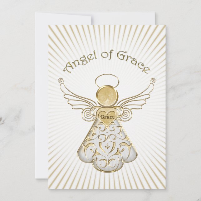 Personalise:  Christmas Angel of Grace Light Rays Holiday Card (Front)