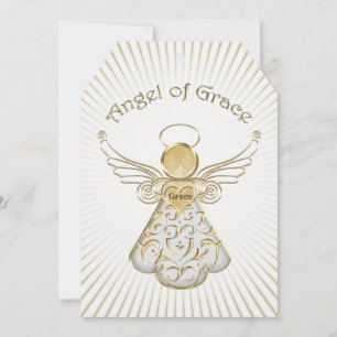 Personalise:  Christmas Angel of Grace Light Rays Holiday Card