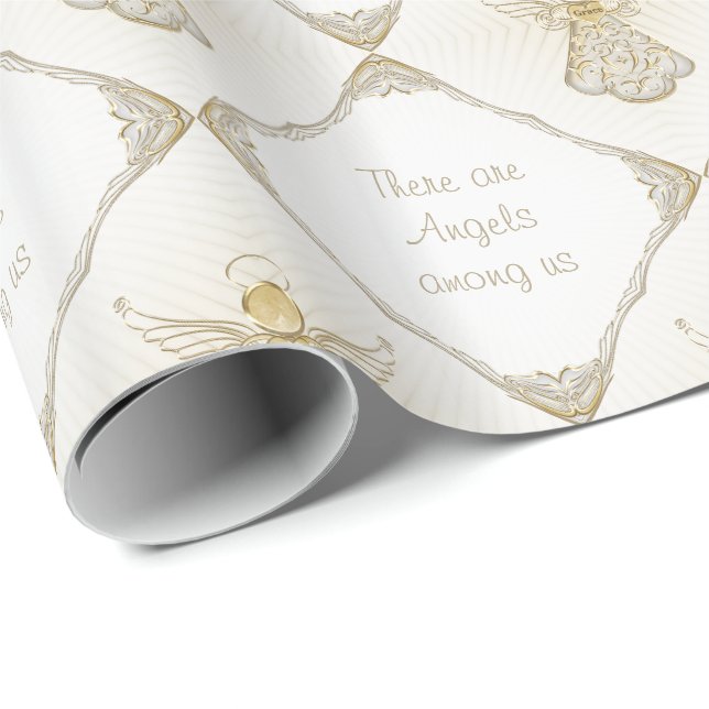 Personalise:  Christmas Angel of Grace Pattern Wrapping Paper (Roll Corner)