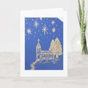 Personalise, Christmas church, stars Holiday Card