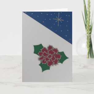 Personalise Christmas flower and blue sky Holiday Card