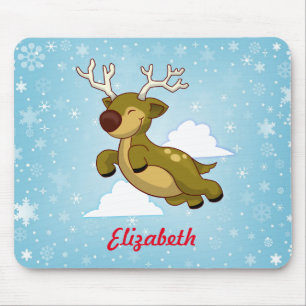 Personalise Christmas Flying Reindeer Mouse Mat