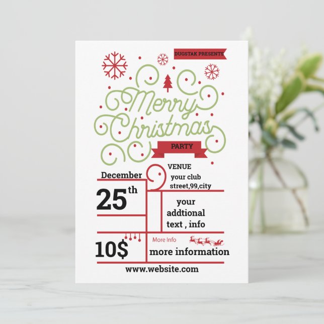  Personalise Christmas Music Party Invitation  (Standing Front)