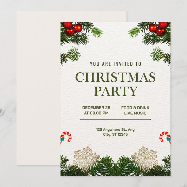 personalise Christmas party  Invitation (Front/Back)