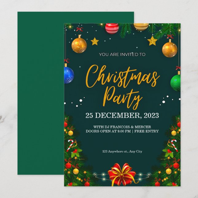personalise Christmas party  Invitation (Front/Back)