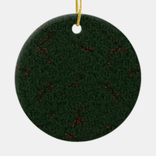 Personalise Christmas Pine Needles/Red Berries Ceramic Tree Decoration